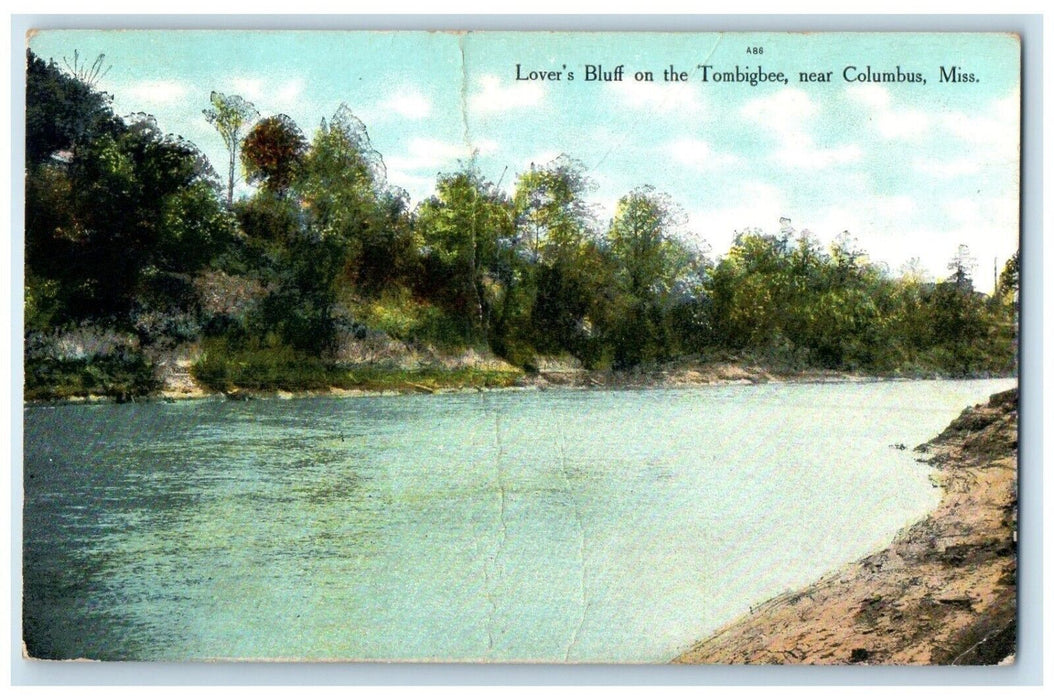 1910 Lovers Bluff Tombigbee Columbus Mississippi Vintage Antique Posted Postcard