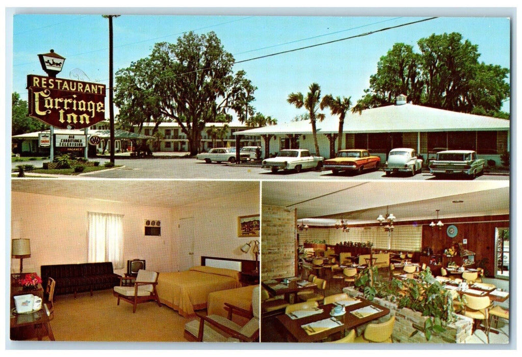 c1960 Carriage Inn Restaurant Multi-View Cross City Florida FL Unposted Postcard