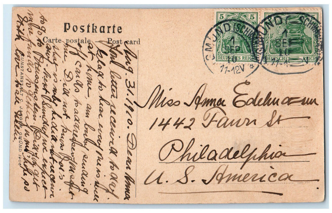 1910 Philipp Rub Samen Gmund Schmidgasse Vienna Austria Antique Postcard