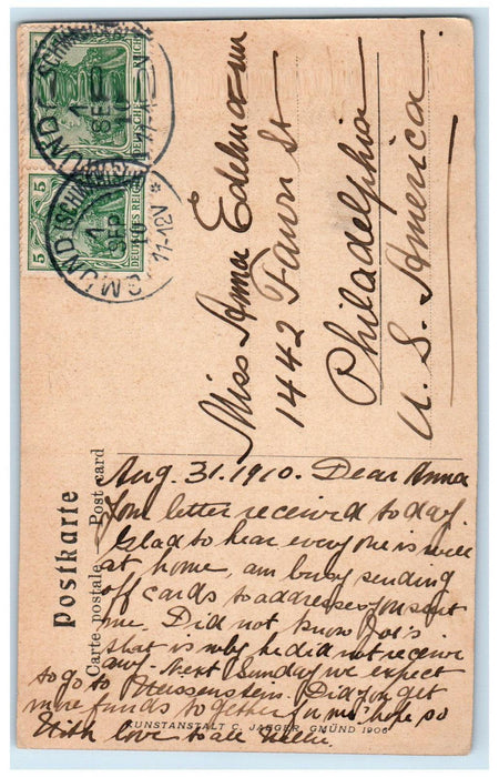 1910 Philipp Rub Samen Gmund Schmidgasse Vienna Austria Antique Postcard