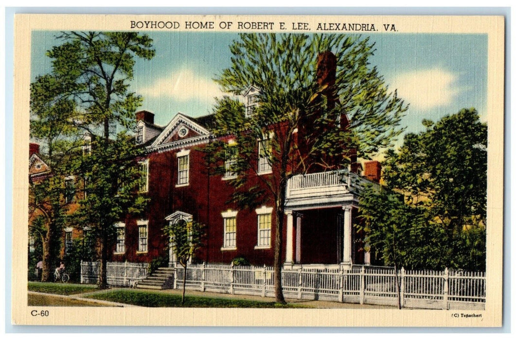 c1940 Boyhood Home Robert Lee Exterior Building Alexandria Virginia VA Postcard