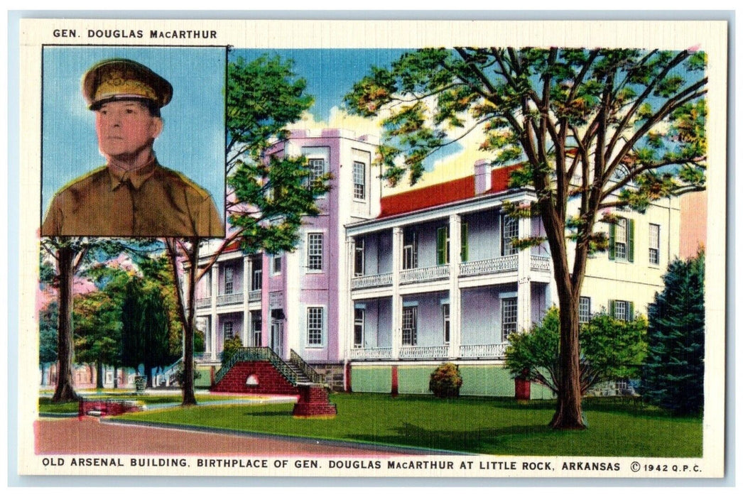 c1940 Gen Douglas MacArthur Old Arsenal Building Little Rock Arkansas Postcard