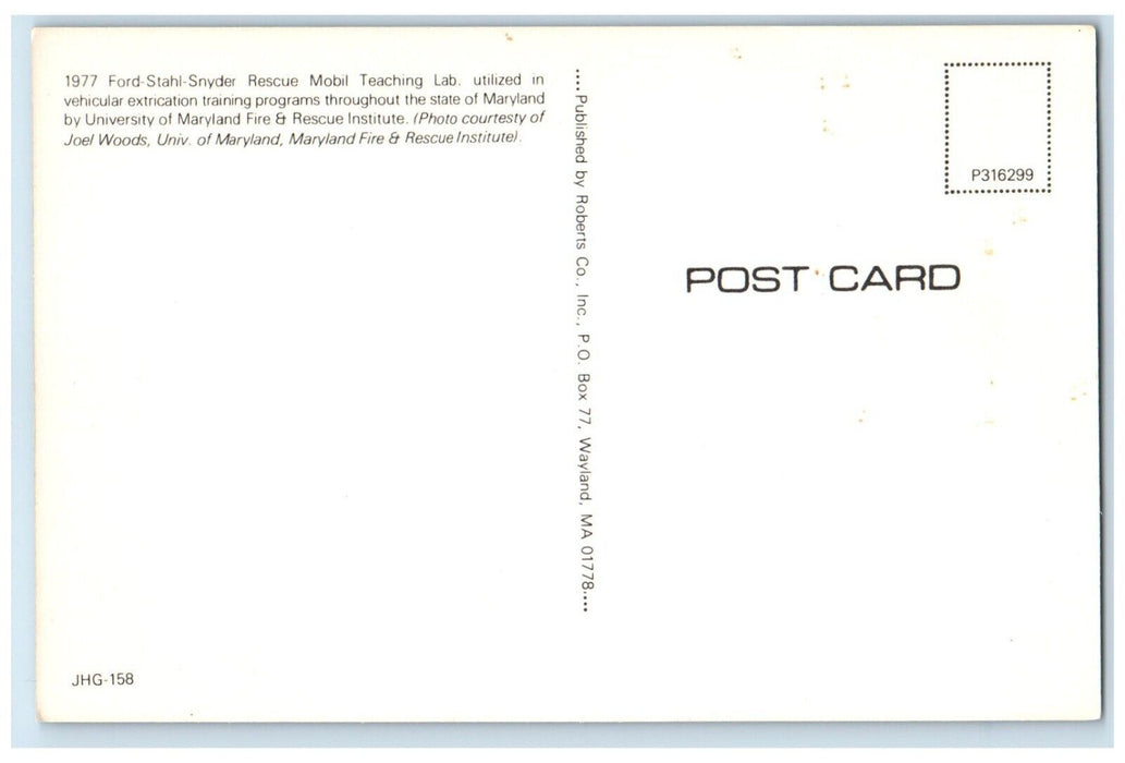 University Of Maryland Rescue Institue Mobile Teaching Lab Vintage Postcard
