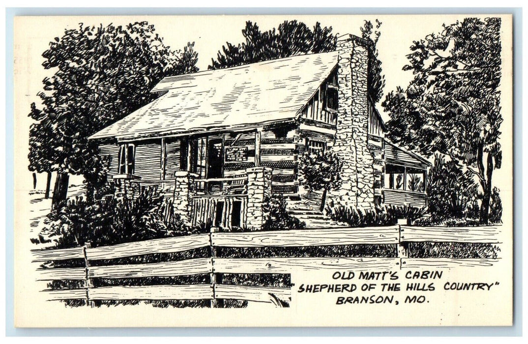 c1960 Old Matts Cabin Shepherd Hills Country Exterior Branson Missouri Postcard