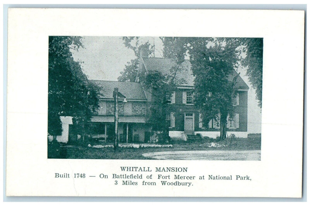 c1940 Whitall Mansion Battlefield Fort Mercer National Park Woodbury NJ Postcard