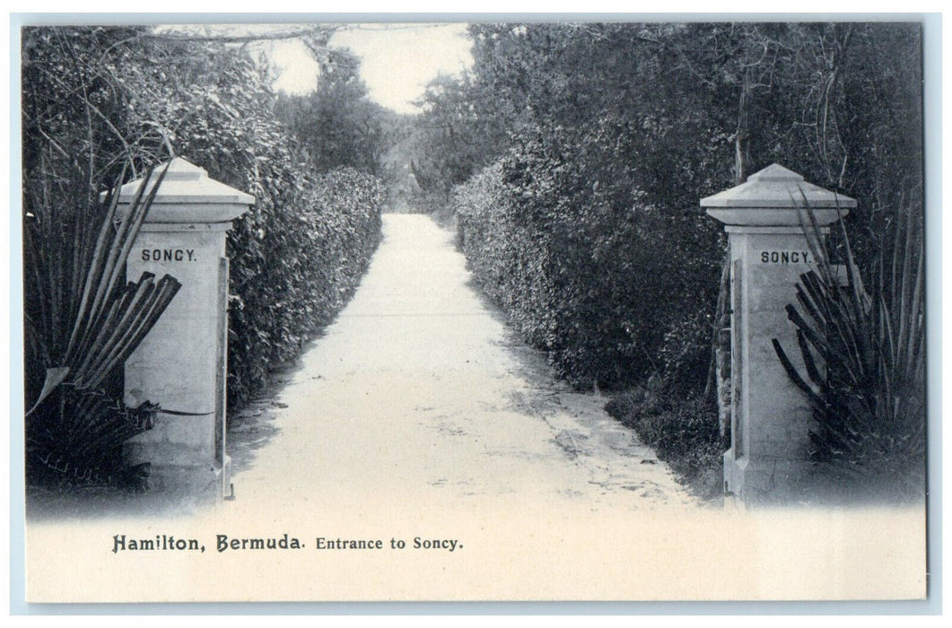 c1905 Road View Entrance to Soncy Hamilton Bermuda Unposted Antique Postcard