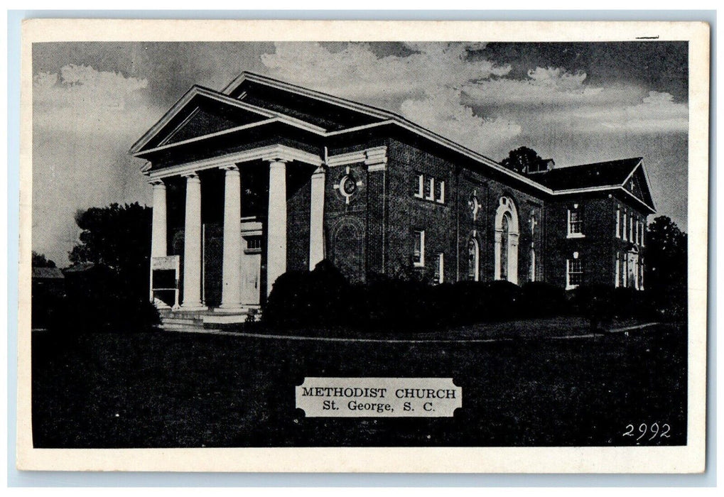 c1940 Exterior View Methodist Church Building St George South Carolina Postcard