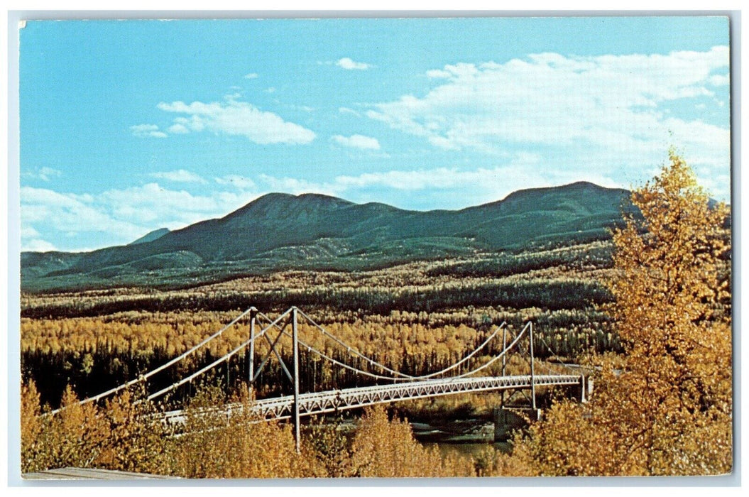 c1960's View Of Laird River Bridge Alaska Hiway Mountain Scene Vintage Postcard