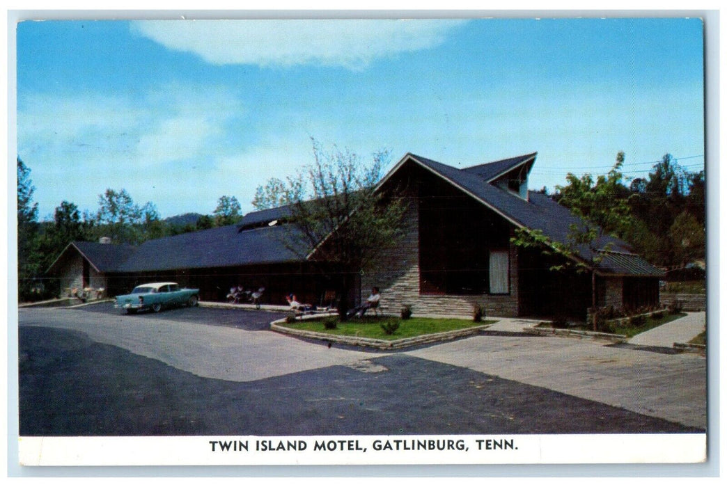 1957 Exterior View Twin Island Motel Building Gatlinburg Tennessee TN Postcard