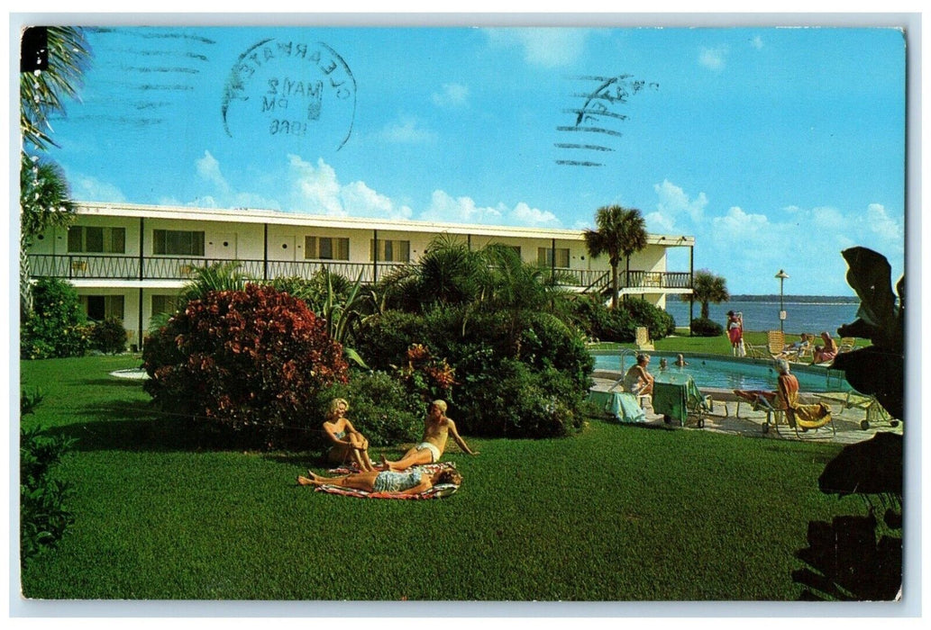 1966 Bathing Swimming Pool Lagoon Motel Clearwater Beach Florida Posted Postcard
