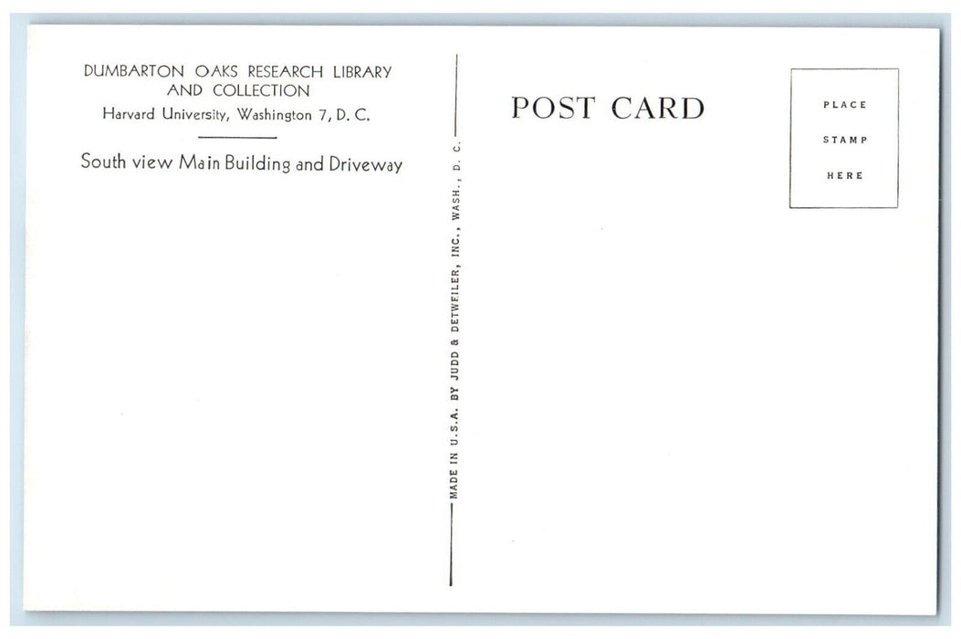 c1940 Dumbarton Oaks Research Library Collection Harvard University WA Postcard