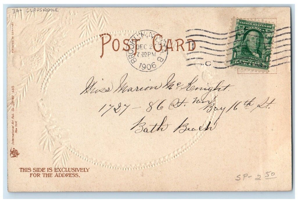 1906 Christmas Little Boy Song Birds Snowfalls Clapsaddle Embossed Postcard
