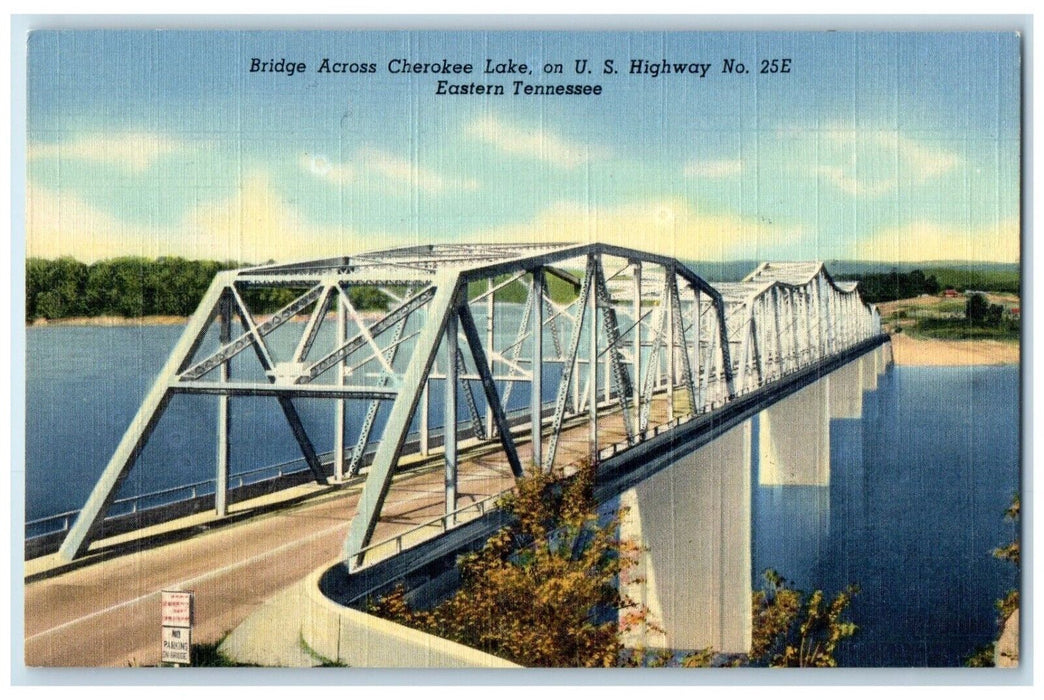 c1940 Bridge Across Cherokee Lake Eastern Tennessee TN Vintage Antique Postcard