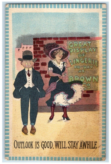 c1910's Woman Big Hat Great Display Of Lingerie Chicago Illinois IL Postcard