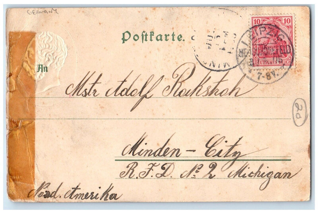 1905 Military Soldier Sunrise Embossed Germany Posted Antique Postcard