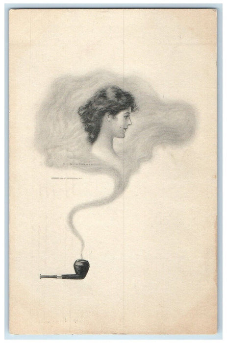 1911 Pretty Woman Pipe Smoke Rochester New York NY Antique Posted Postcard