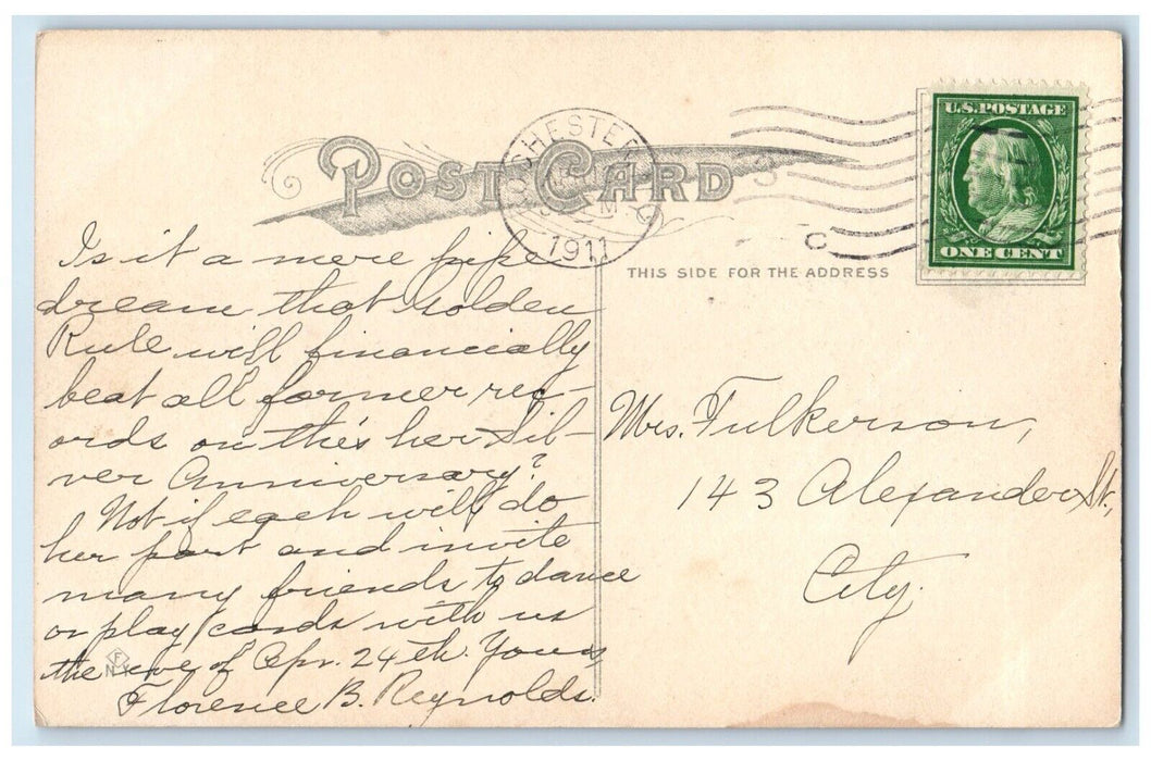 1911 Pretty Woman Pipe Smoke Rochester New York NY Antique Posted Postcard