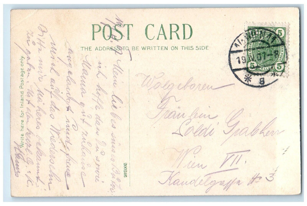 1907 Pretty Womens On Flowers Curly Hair Germany Posted Antique Postcard