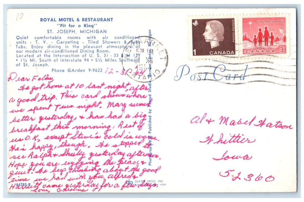 1964 Royal Motel & Restaurant Multi-View St Joseph Michigan MI Antique Postcard