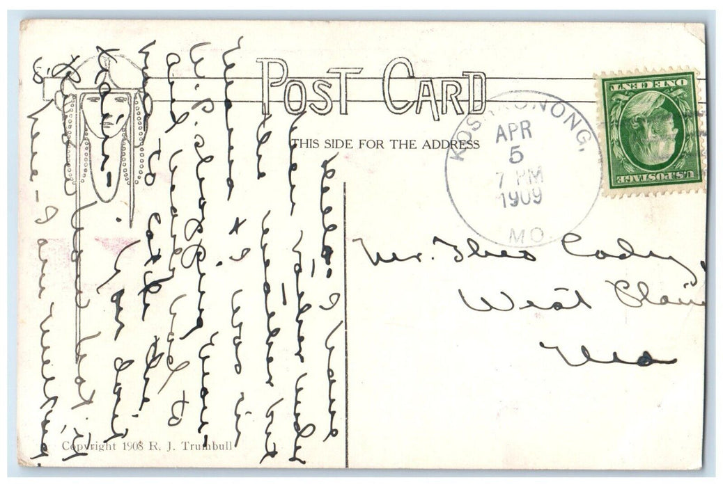 1909 A Lady Walled About The Diamonds Cards Koshkonong Missouri MO Postcard