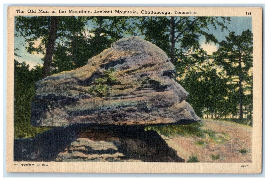 1947 Old Man Mountain Lookout Mountain Chattanooga Tennessee TN Vintage Postcard