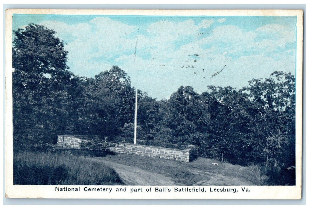 c1930 National Cemetery Part Balls Battlefield Leesburg Virginia Posted Postcard