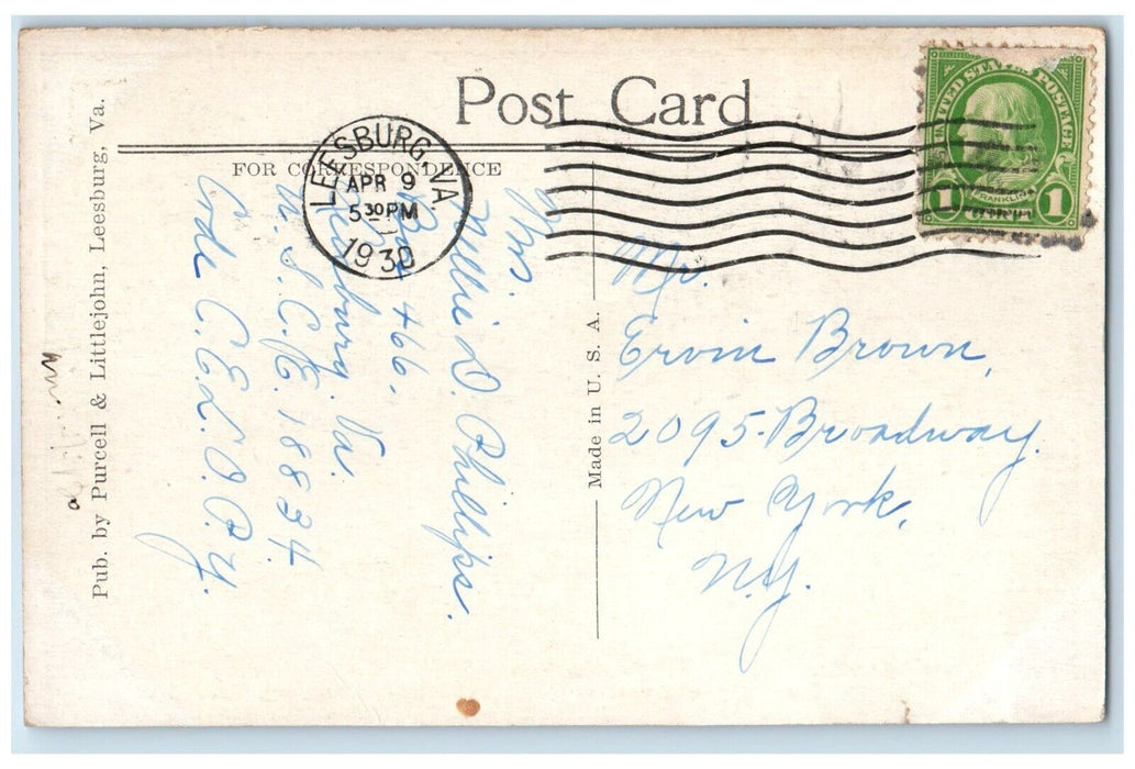 c1930 National Cemetery Part Balls Battlefield Leesburg Virginia Posted Postcard