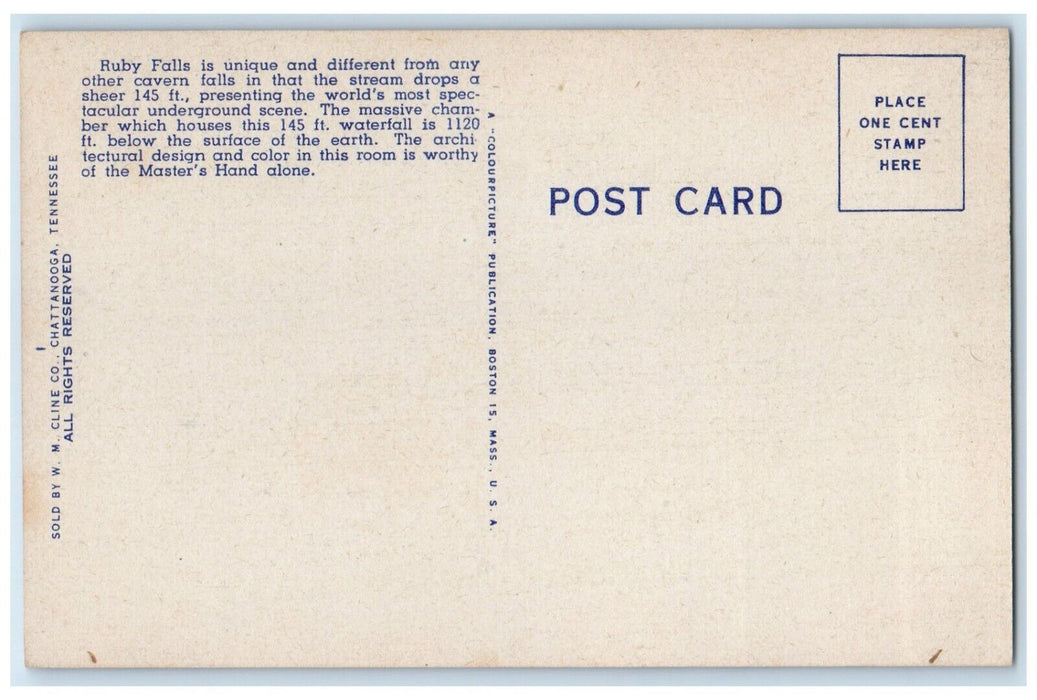 c1940 Lookout Mountain Cave Chattanooga Tennessee TN Vintage Unposted Postcard