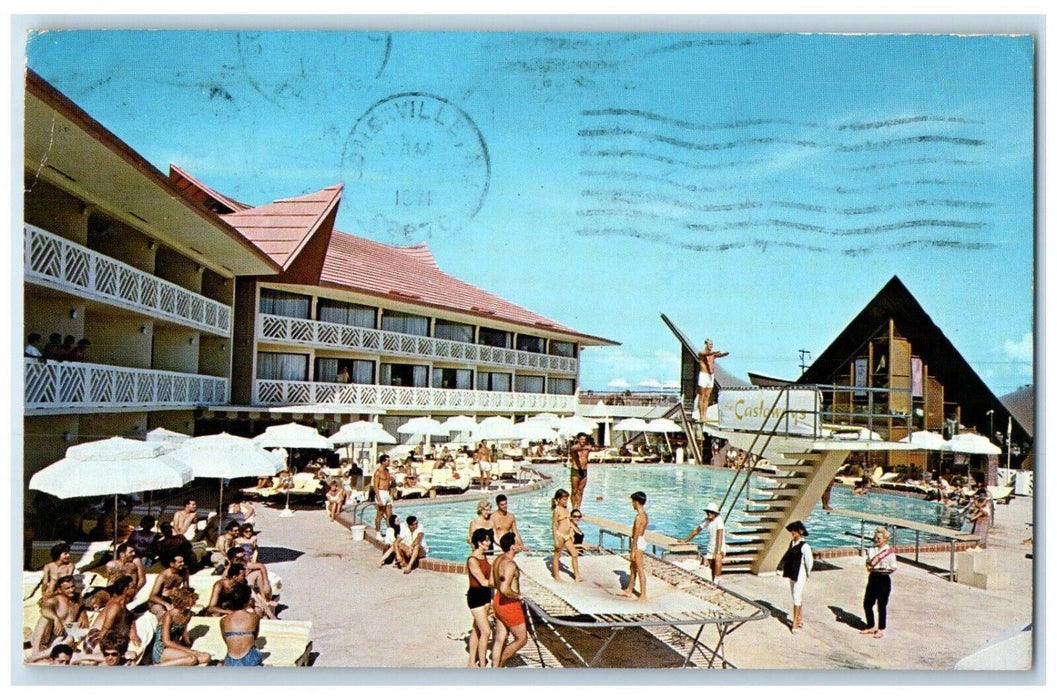 1971 Swimming Pool View Castaways Resort Motel Miami Beach Florida FL Postcard