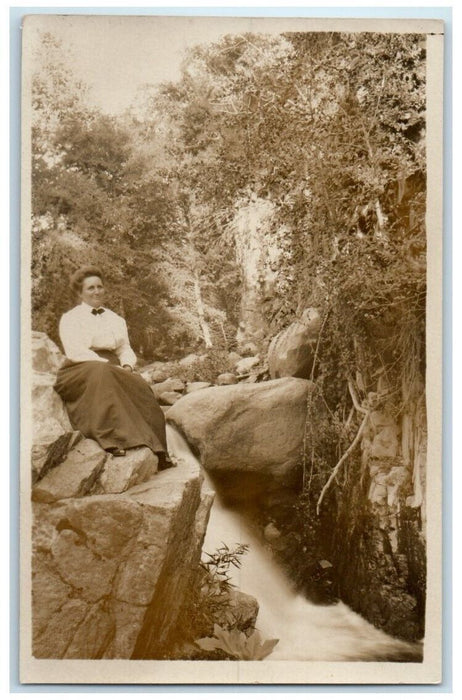 c1910's Tulare County Hot Springs Woman View California CA RPPC Photo Postcard