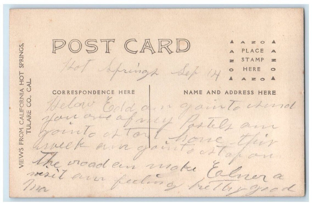 c1910's Tulare County Hot Springs Woman View California CA RPPC Photo Postcard