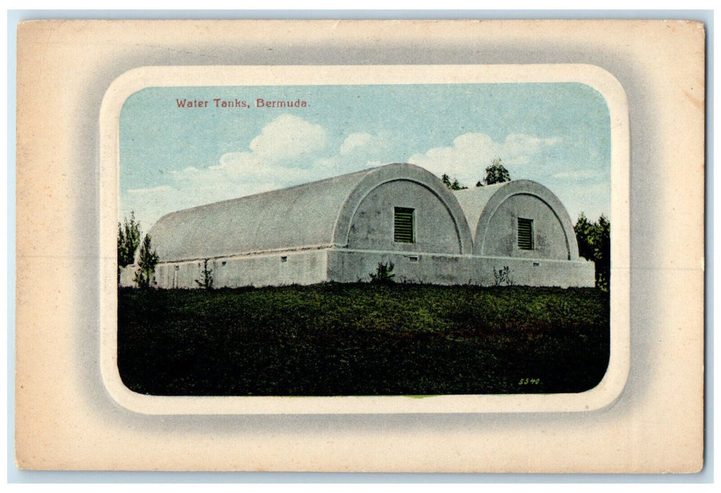 c1910 View of Water Tanks Bermuda Antique Unposted Embossed Postcard