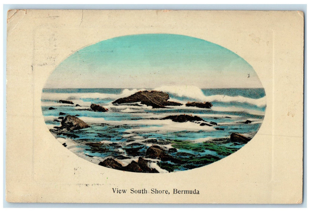1909 View of South Shore Sea Waves Bermuda Antique Posted Postcard