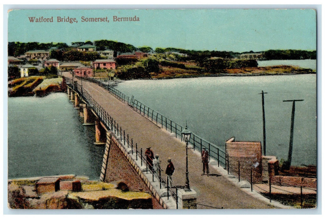 c1910 Walking at Watford Bridge Somerset Bermuda Unposted Antique Postcard