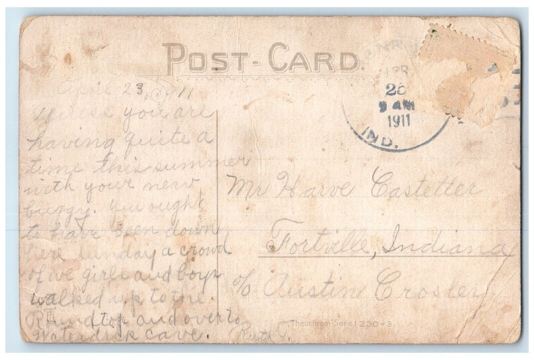 1911 Sweet Couple Romance On Top Of Tree It Comes High Fortville IN Postcard