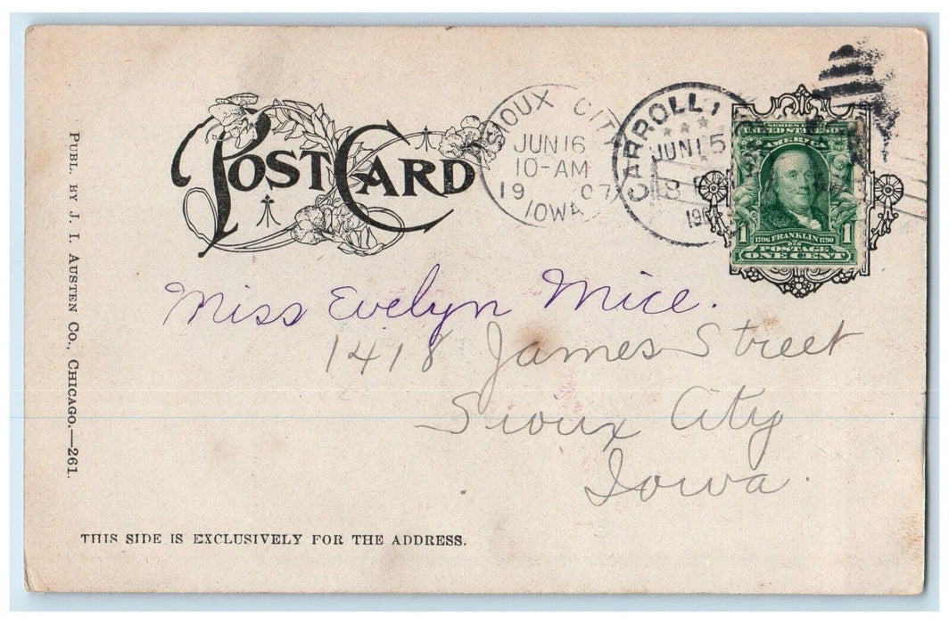 1907 Girls Maid Bonnet Ironing Day Basket Sioux City Iowa IA Antique Postcard