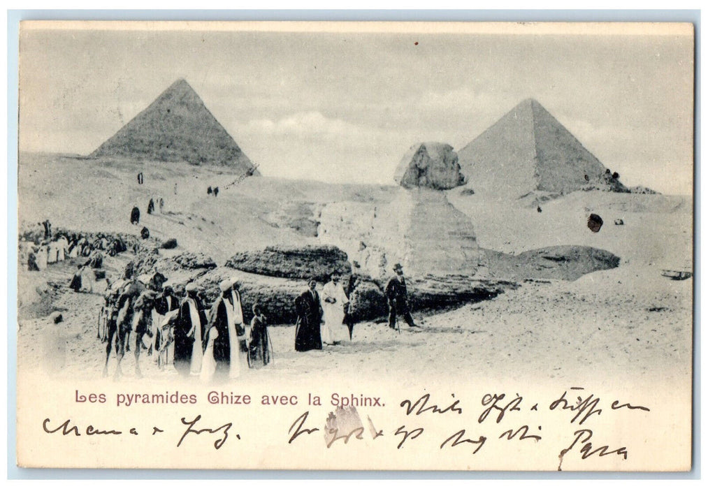 1899 The Giza Pyramids With The Sphinx Egypt Posted Antique Postcard