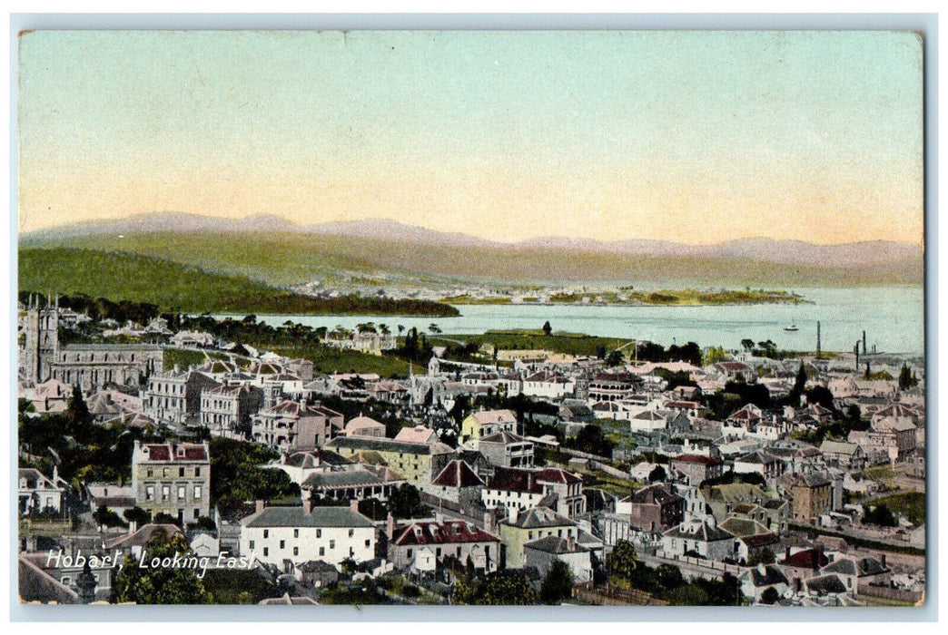 c1910 Hobart Looking East House Buildings View Tasmania Austria Antique Postcard