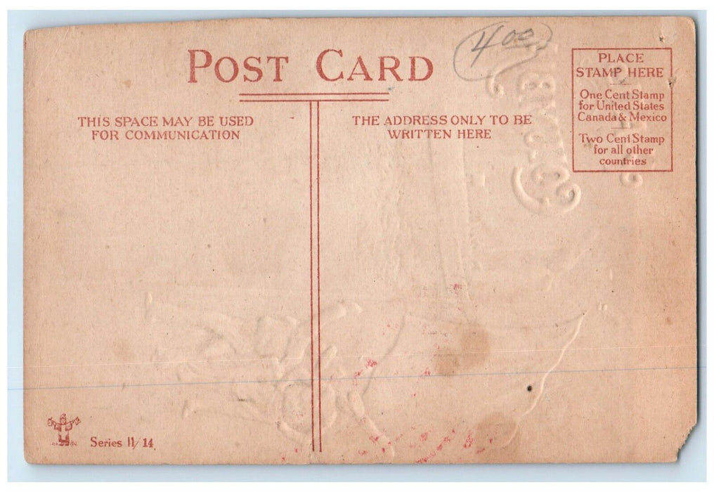 c1910's Sailor Patriotic Hall Columbia Steamer Ship Embossed Antique Postcard