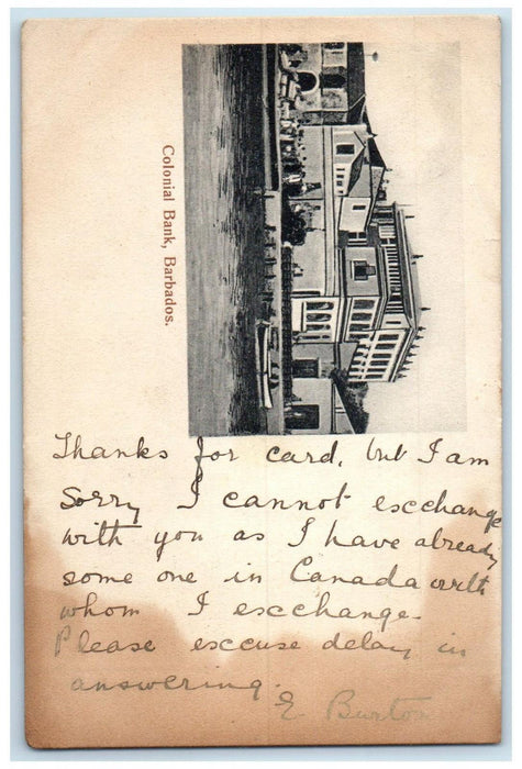 c1905 Boat Canoeing Scene Colonial Bank Barbados Antique Posted Postcard
