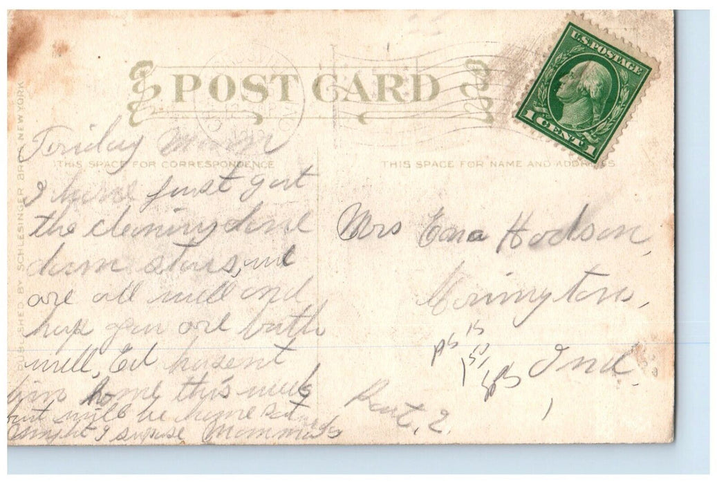 1910 Victorian Pretty Woman Big Hat Farmington Indiana IN Antique Postcard