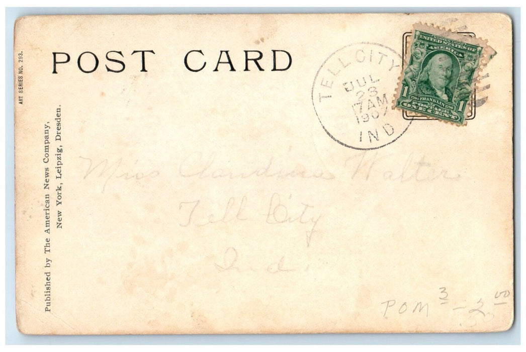1907 Man Hunting Dog A Good Day For Grouse Tell City Indiana IN Antique Postcard