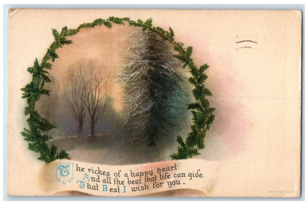 1920 Pine Leaf Winter Trees Wolf Cleveland Ohio OH Posted Antique Postcard