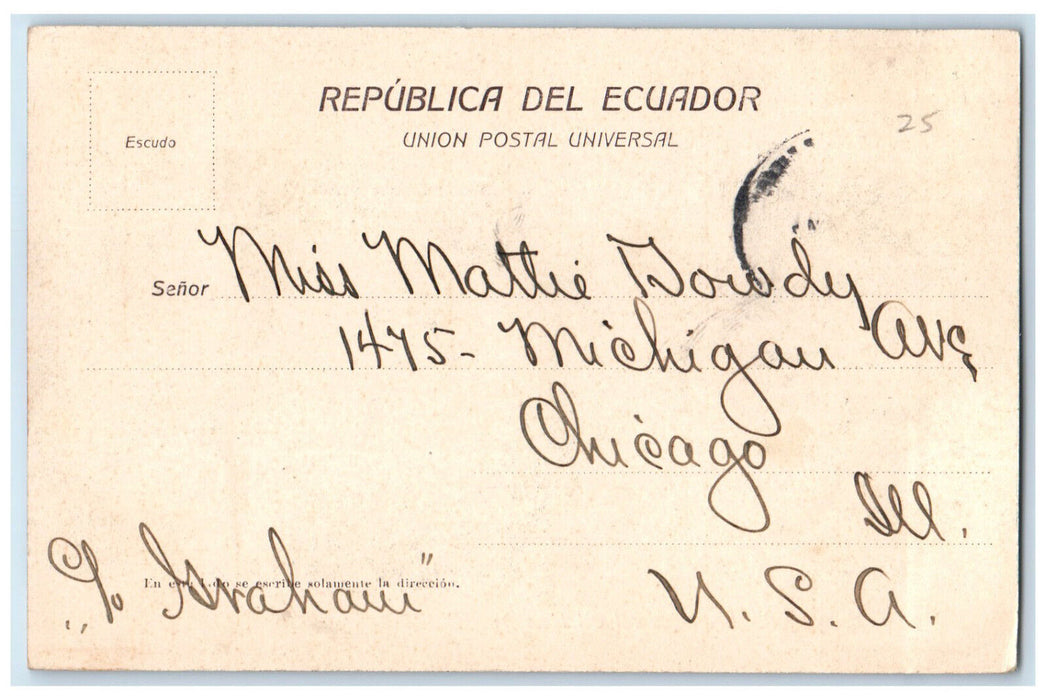 1908 Boat Landing Vista General Del Malecon Guayaquil Ecuador Antique Postcard