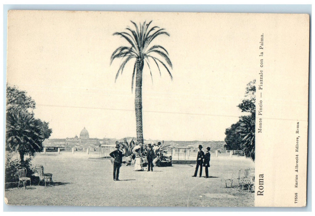 c1905 Piazzale With La Palma Monte Pincio Rome Italy Antique Postcard