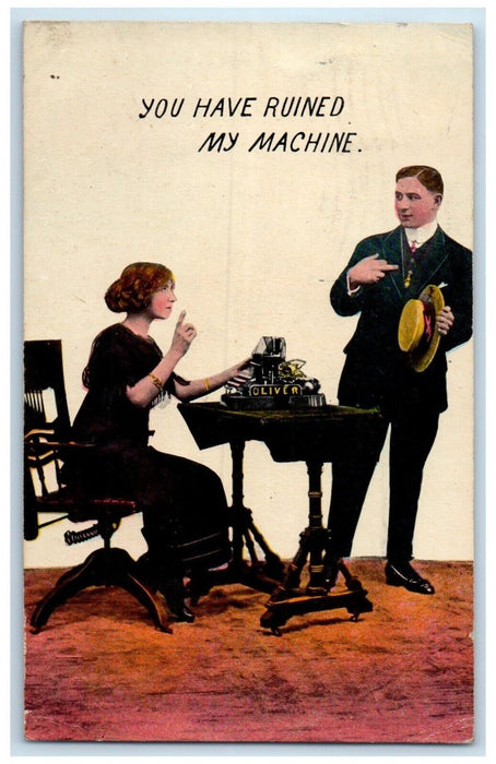 Typewriter Office Lady Oliver You Have Ruined My Machine Lancaster PA Postcard