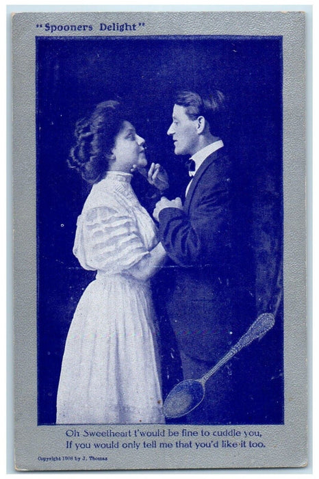 c1910's Sweet Couple Romance Spooner Delight Unposted Antique Postcard