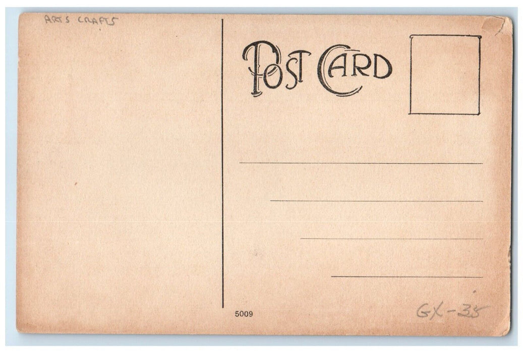 c1910's Merry Christmas Candles House Winter Arts Crafts Antique Postcard