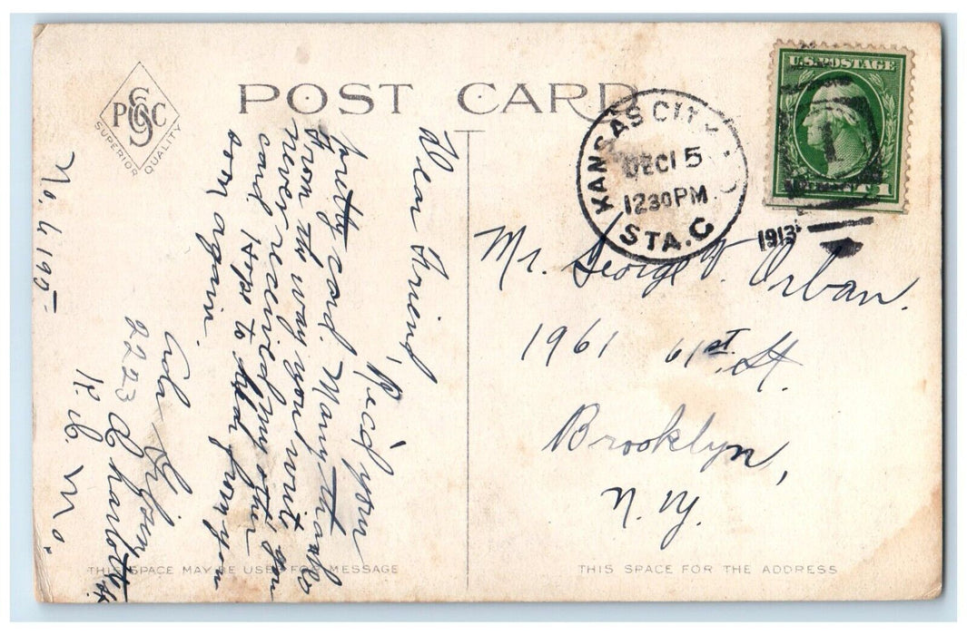 1913 Oak Street Brush Creek Kansas City Missouri Posted Vintage Antique Postcard