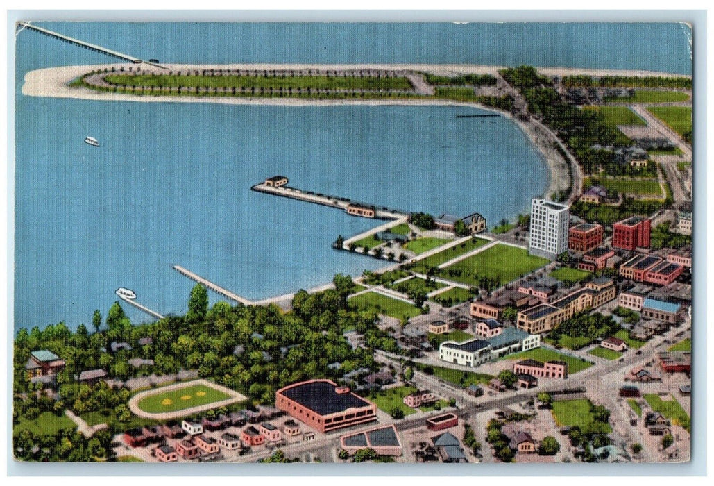 1941 Aerial View Aureate Glory Clusters Building Beach Sarasota Florida Postcard
